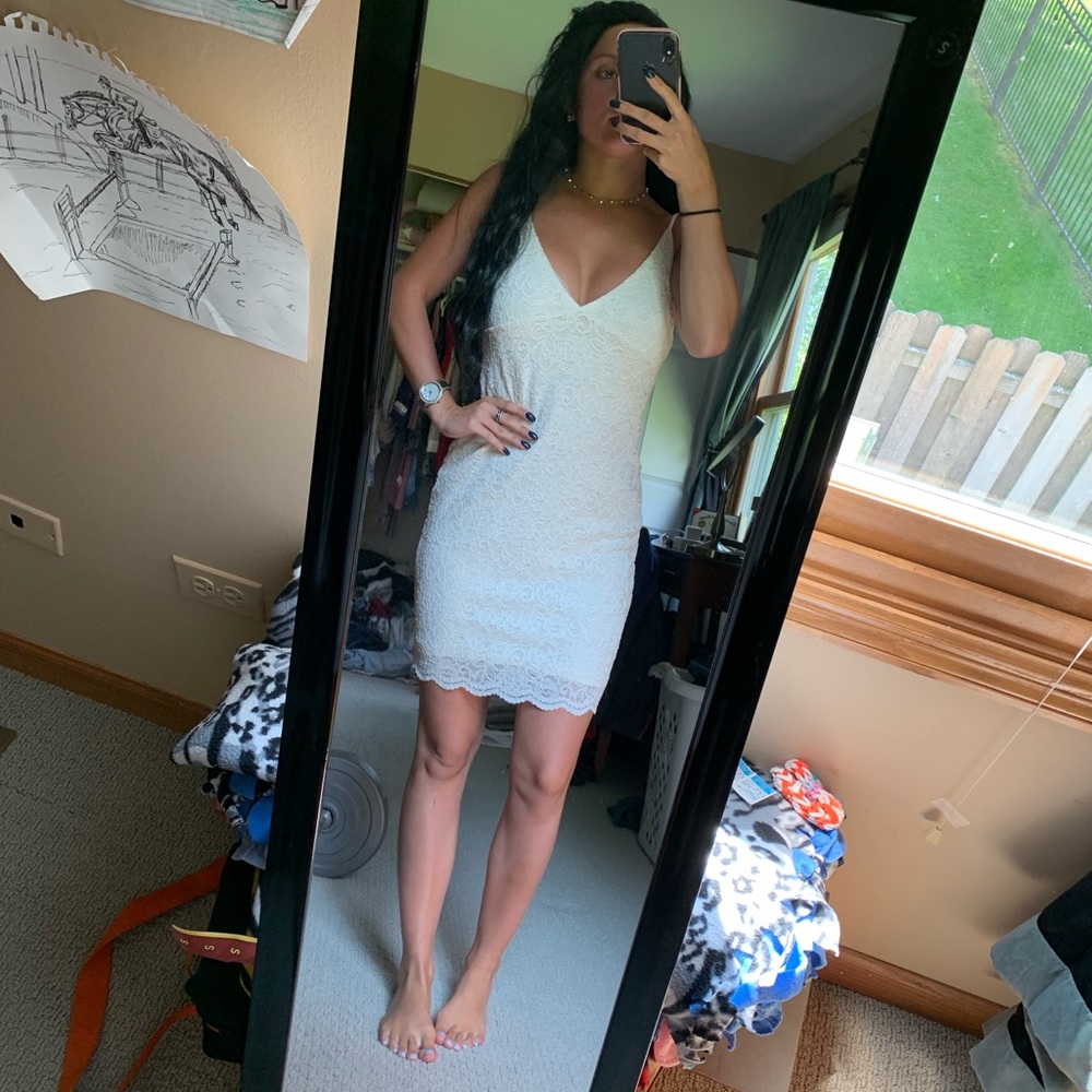 White/cream lace tank dress